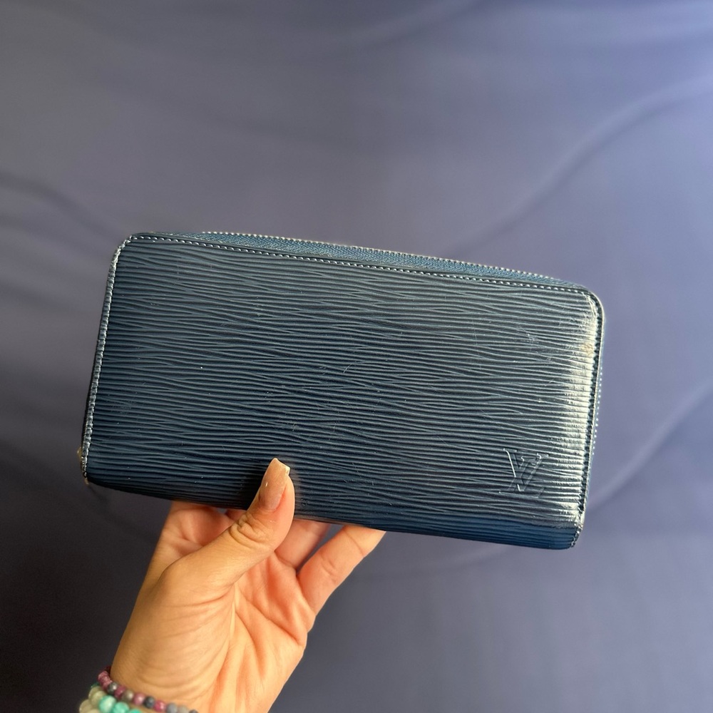 Louis Vuitton blue Epi zip around wallet